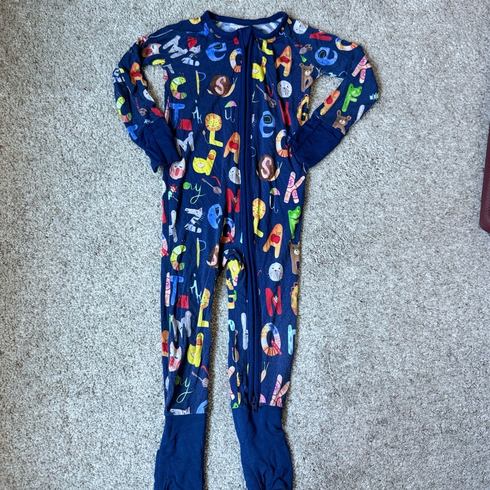 Little Sleepies Alphabet Zip-up Blue Pajamas